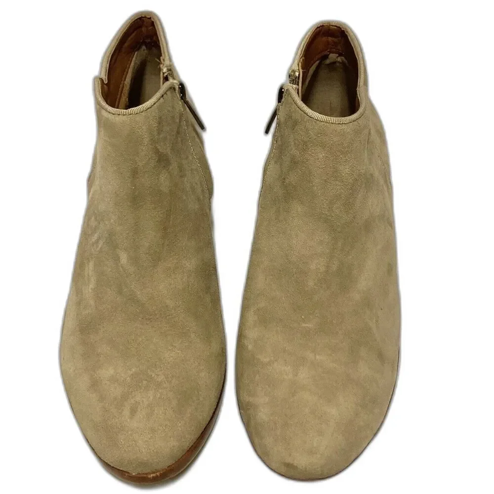 SAM EDELMAN Suede Petty Tan Booties Block Heel Womens Size 6M